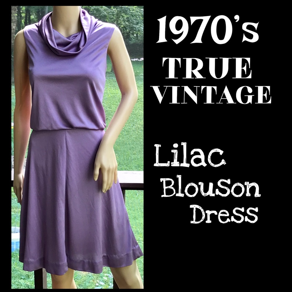 ▪️VTG▪️1970’s Sleeveless Lilac Blouson Dress